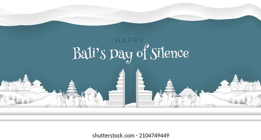 feliz día de bali de silencio papel corte diseño vectorial de fondo