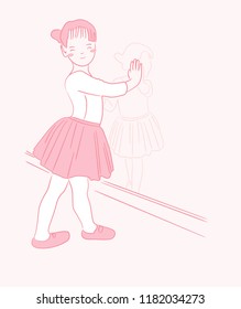 Happy ballet kid girl hand drawing character vector design