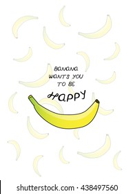 HAPPY BANANA , PUN TYPOGRAPHY , VECTOR DESIGN