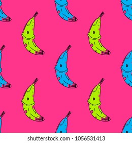 Happy banana seamless pattern. Original design for print or digital media.
