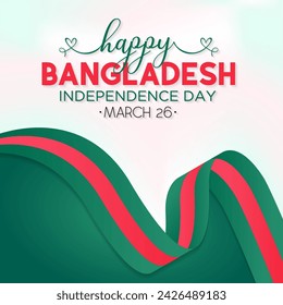 Celebración del Día de la Independencia de Bangladesh el 26 de marzo de cada año. Fiesta nacional en Bangladesh. Ilustración vectorial para banner, tarjeta de felicitación, póster con fondo.