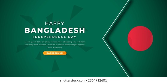 Happy Bangladesh Independence Day Design Paper Cut Shapes Background Illustration for Poster, Banner, Advertising, Greeting Card