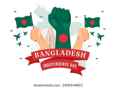 Happy Bangladesh Independence Day Vector Illustration on 26 March with Waving Flag and National Monument in Holiday Flat Cartoon Background