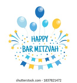 Happy Bar Mitzvah invitation or congratulation card. Vector illustration