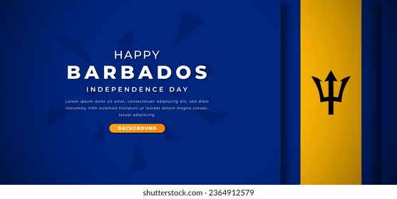 Happy Barbados Independence Day Design Paper Cut Shapes Background Illustration for Poster, Banner, Advertising, Greeting Card