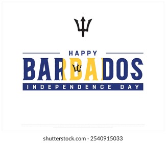 Happy Barbados Independence Day design on a white background, Independence Day of Barbados with flag symbol, Typographic Design of Barbados National Day, Editable vector Design, 30th November