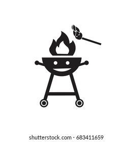 Happy barbecue grill vector icon