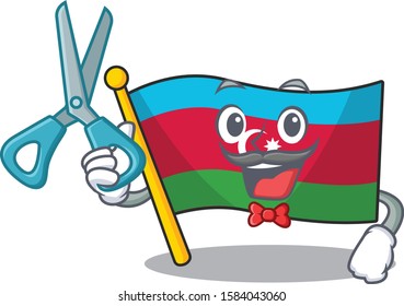 Happy Barber flag azerbaijan mascot cartoon character style