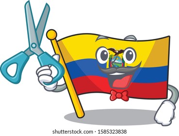 Happy Barber flag ecuador mascot cartoon character style