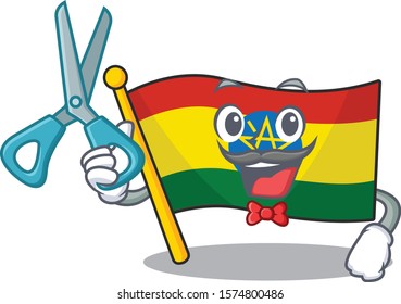Happy Barber flag ethiopia mascot cartoon character style