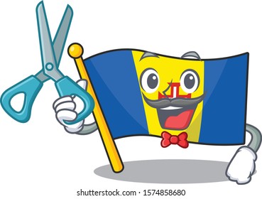 Happy Barber flag madeira mascot cartoon character style