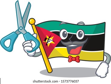 Happy Barber flag mozambique mascot cartoon character style