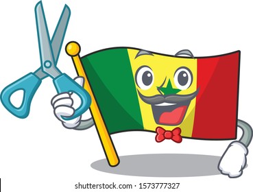 Happy Barber Flag Senegal mascot cartoon character style