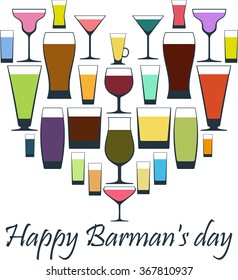 Happy Barman's day vector illustration. Greeting card.