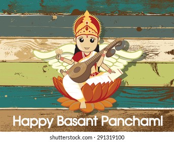 Happy Basant Panchami - Hindu God Saraswati Festival svg