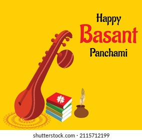 Happy Basant Vasant Panchami Indian Festival Celebration Design