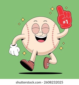 Happy baseball cartoon mascot illustration