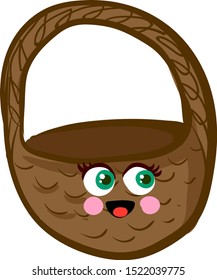 Happy basket, illustration, vector on white background.