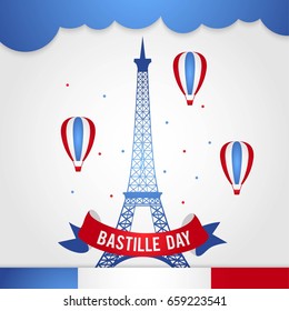 Happy Bastille Day, 14 July. Viva France National Day. Vector Illustration. Suitable for poster, banner, campaign, and greeting card
