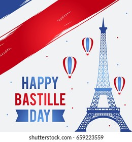 Happy Bastille Day, 14 July. Viva France National Day. Vector Illustration. Suitable for poster, banner, campaign, and greeting card
