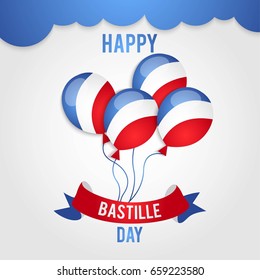 Happy Bastille Day, 14 July. Viva France National Day. Vector Illustration. Suitable for poster, banner, campaign, and greeting card
