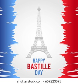 Happy Bastille Day, 14 July. Viva France National Day. Vector Illustration. Suitable for poster, banner, campaign, and greeting card
