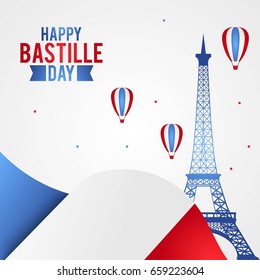 Happy Bastille Day, 14 July. Viva France National Day. Vector Illustration. Suitable for poster, banner, campaign, and greeting card
