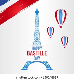 Happy Bastille Day, 14 July. Viva France National Day. Vector Illustration. Suitable for poster, banner, campaign, and greeting card
