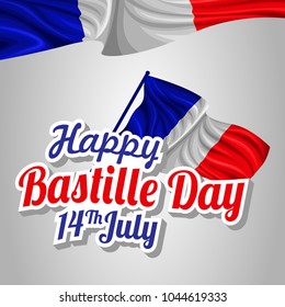 Happy bastille day 14th july vector illustration