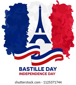 Happy Bastille Day, 14th July national republic day of France. design coupon banner and flyer, postcard, the symbol of national awakening day celebration vector illustration