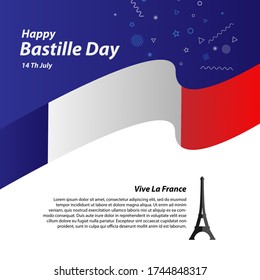 Happy bastille day 14th july background.