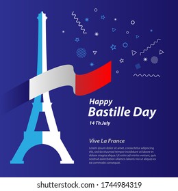 Happy bastille day 14th july background.