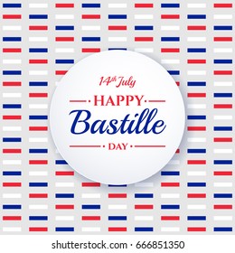Happy Bastille day, 14th July. French national holiday, vector design element suitable for banner or poster. Background in the colors of the flag of France.