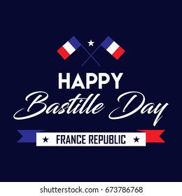 Happy Bastille Day - 14th of July - Flat Design. Celebrate, National. France Repulic