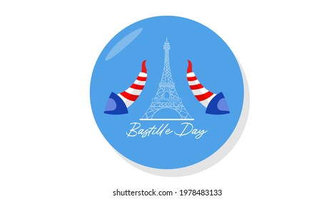 Happy bastille day background illustration vector. French national day illustration.