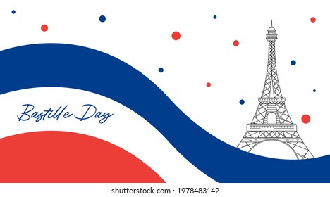 Happy bastille day background illustration vector. French national day illustration.