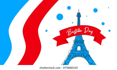 Happy bastille day background illustration vector. French national day illustration.