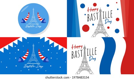 Happy bastille day background illustration vector. French national day illustration.