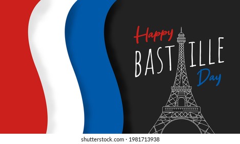 Happy bastille day background illustration vector. French national day illustration.