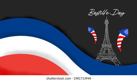 Happy bastille day background illustration vector. French national day illustration.