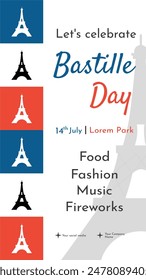 Happy Bastille Day Banner Background. French National Day 14th July Bastille Day background vector illustration.