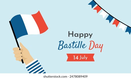 Happy Bastille Day Banner Background. French National Day 14th July Bastille Day background vector illustration.