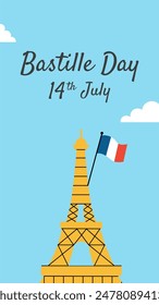 Happy Bastille Day Banner Background. French National Day 14th July Bastille Day background vector illustration.