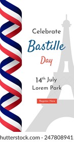 Happy Bastille Day Banner Background. French National Day 14th July Bastille Day background vector illustration.