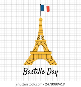 Happy Bastille Day Banner Background. French National Day 14th July Bastille Day background vector illustration.