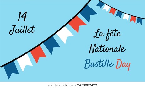 Happy Bastille Day Banner Background. French National Day 14th July Bastille Day background vector illustration.