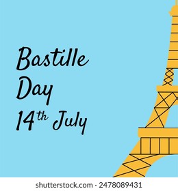 Happy Bastille Day Banner Background. French National Day 14th July Bastille Day background vector illustration.