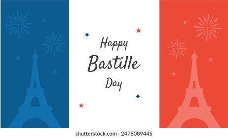 Happy Bastille Day Banner Background. French National Day 14th July Bastille Day background vector illustration.