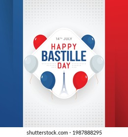 Happy bastille day banner celebration in france vector illustration