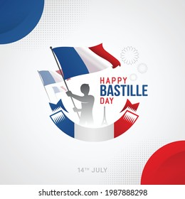 Happy bastille day banner celebration in france vector illustration